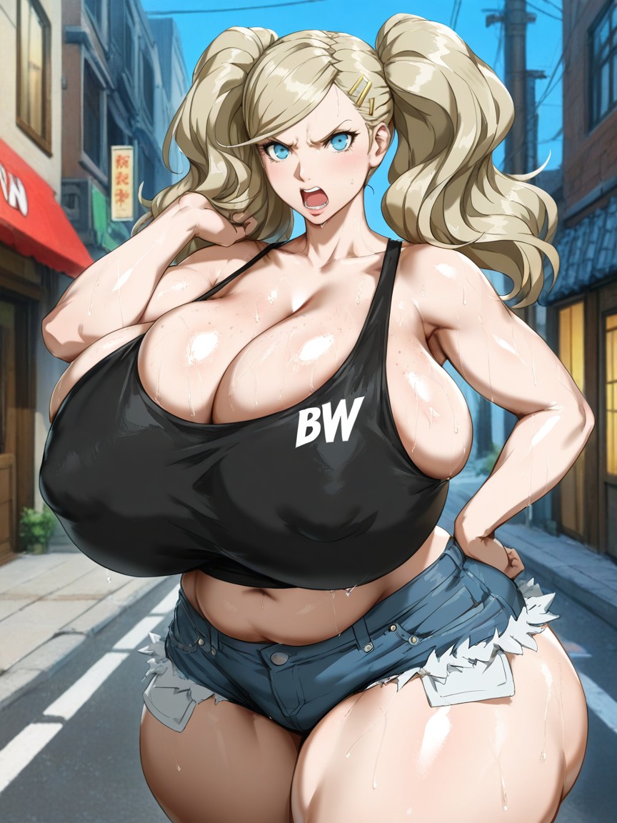 Freckled Breasts, Wasp Waist, Twintails AI Porn