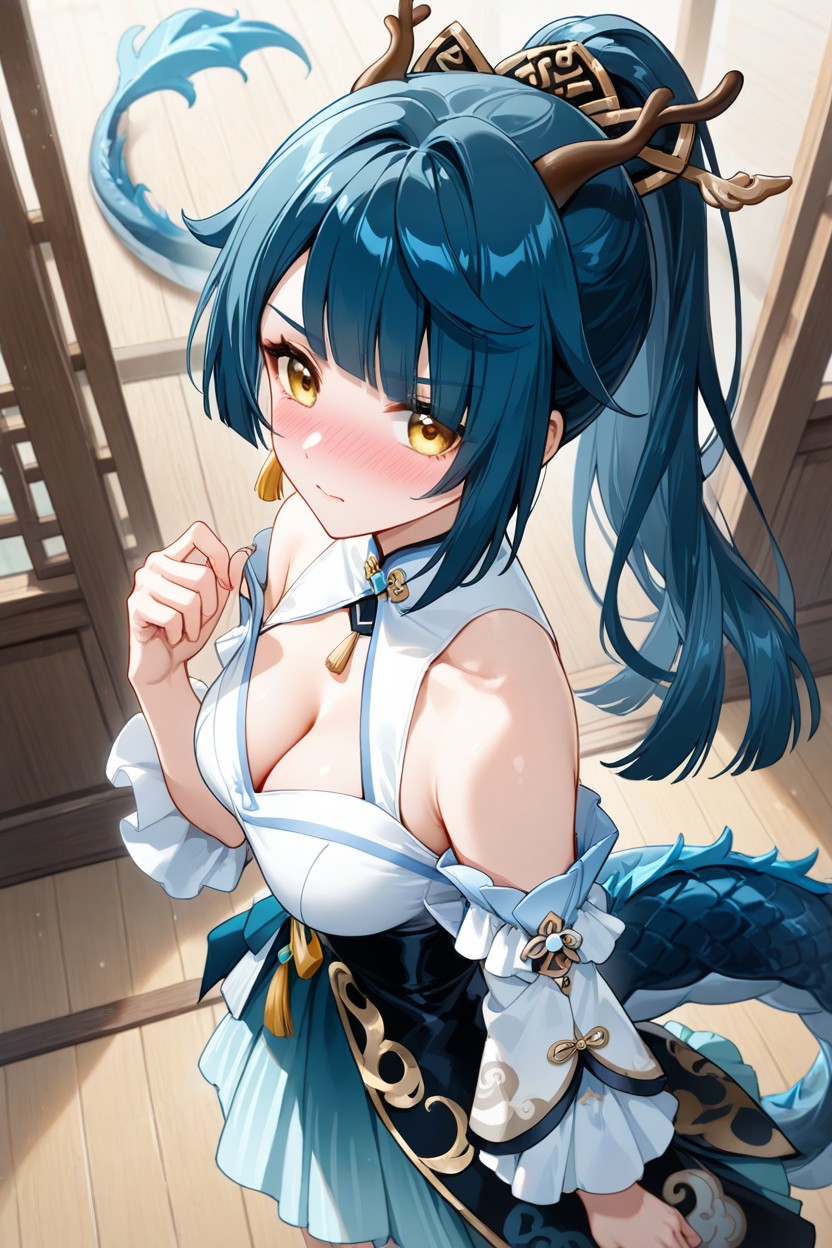 Deer Horns, Dragon Tail On Man, Asian Lady Dress AI Porn