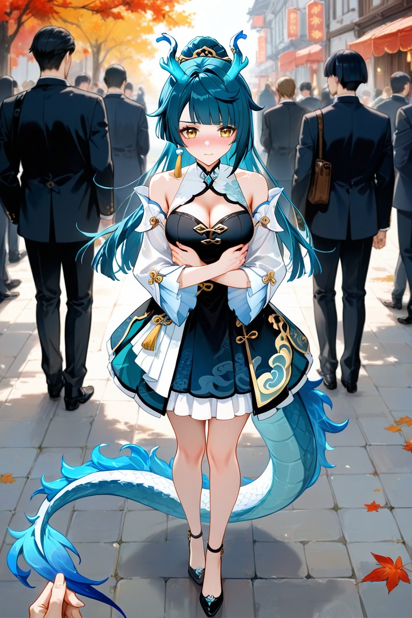 Off-shoulders, Medium Ass, Liyue Skirt AI Porn