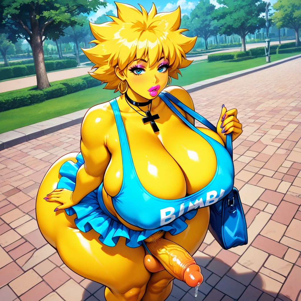 Filled Lips, Standing, Hyper Huge Wide Hips AI Porn