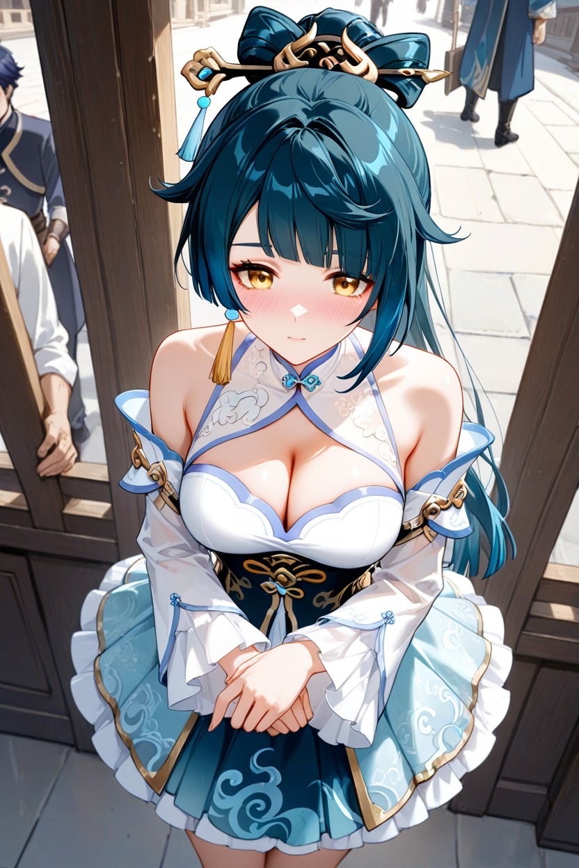Asian Lady Dress, Feminine Face, Standing AI Porn