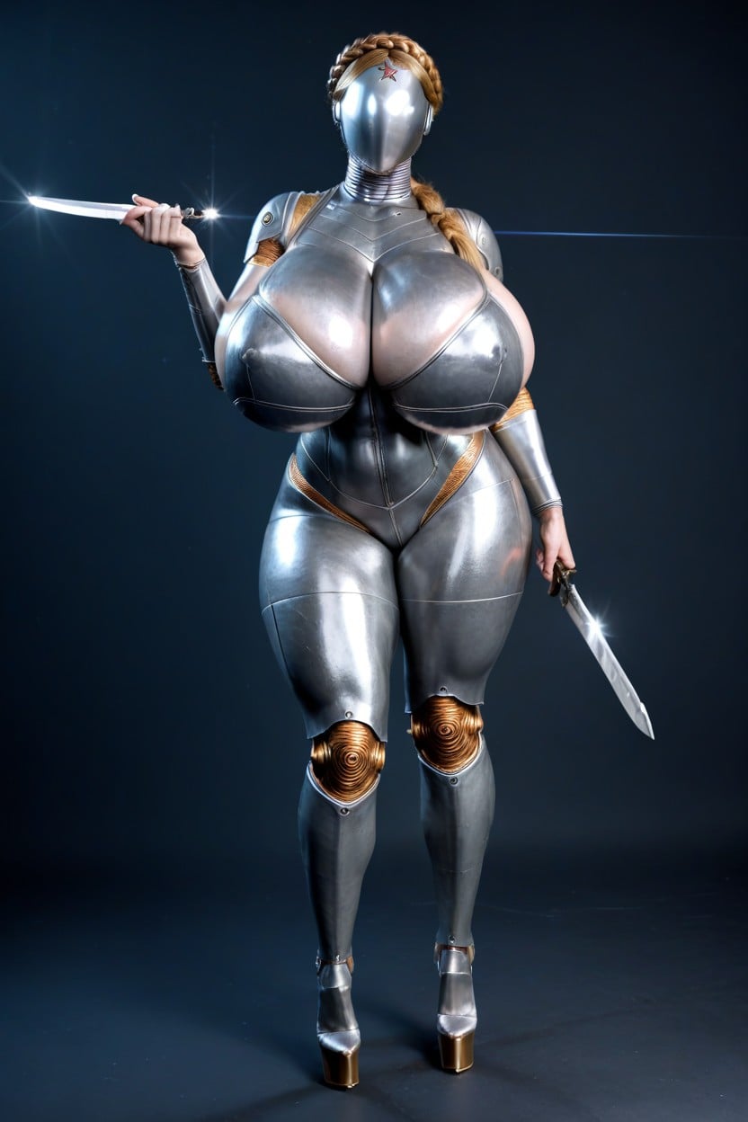 Faceless, No Nose, Golden-white Hair AI Porn