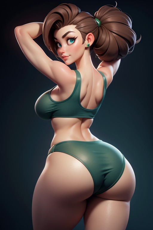 Head Bald On The Sides, Thick Thighs, Thick And Curvy Body Hentai IA