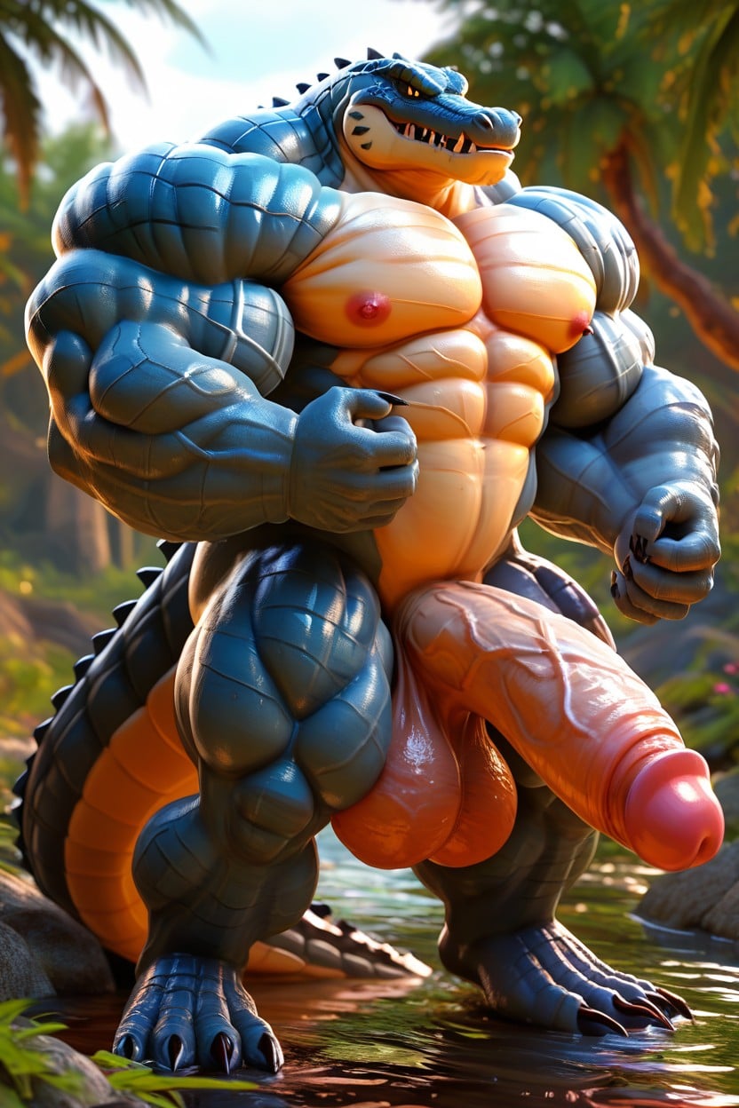 Singular Individual, Black Scales, Hyper Thick Veiny Detailed Monster Cock AI Porn