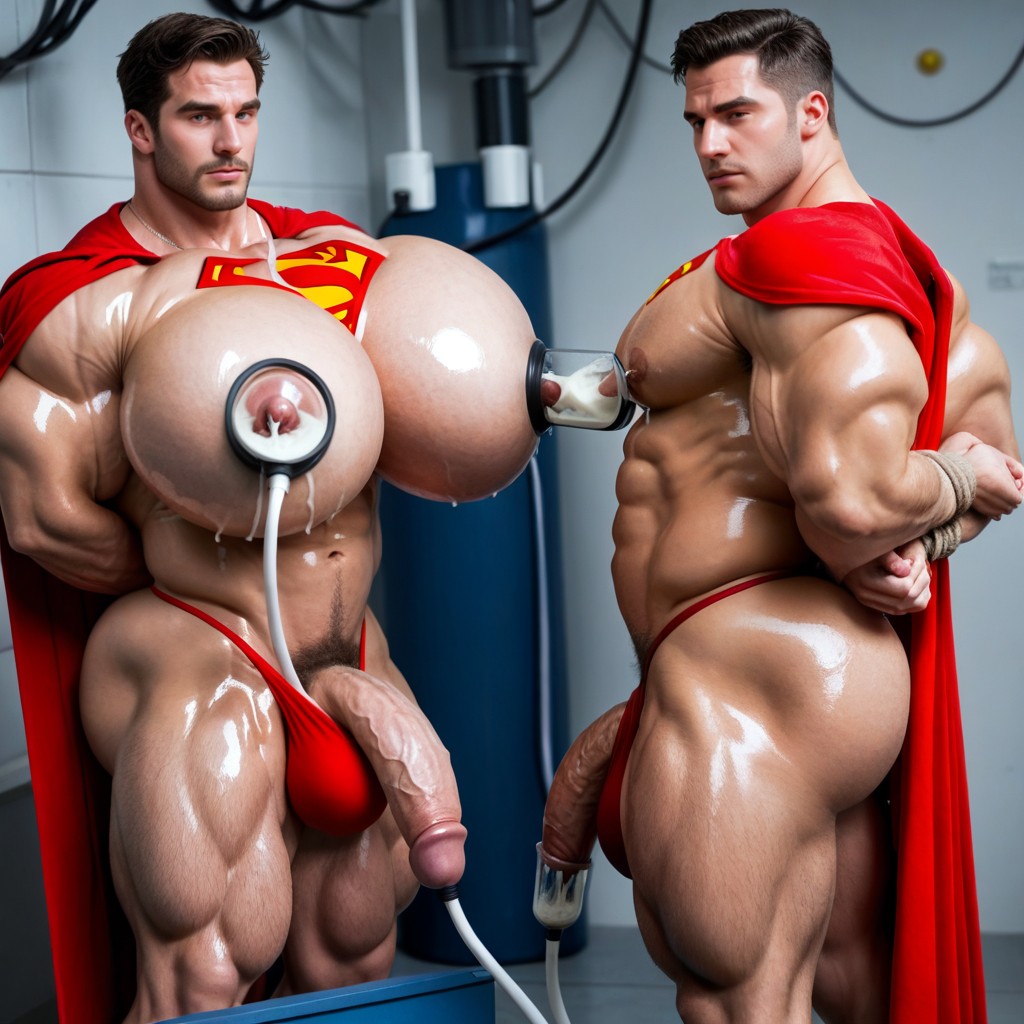 Superman Suit, Superman's Tights, Extrêmement Lourd En Bas Porno IA Gay