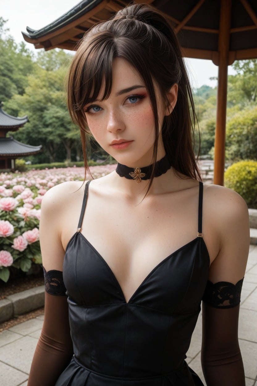 Freckles, Black Hair, Wasp Waist AI Porn
