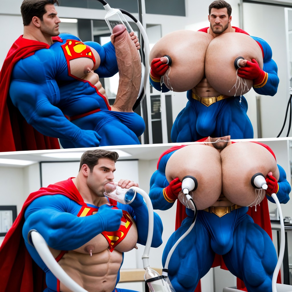 Comic Strip, Superman's Arms Tied Behind Back, Male Only 게이 AI 포르노