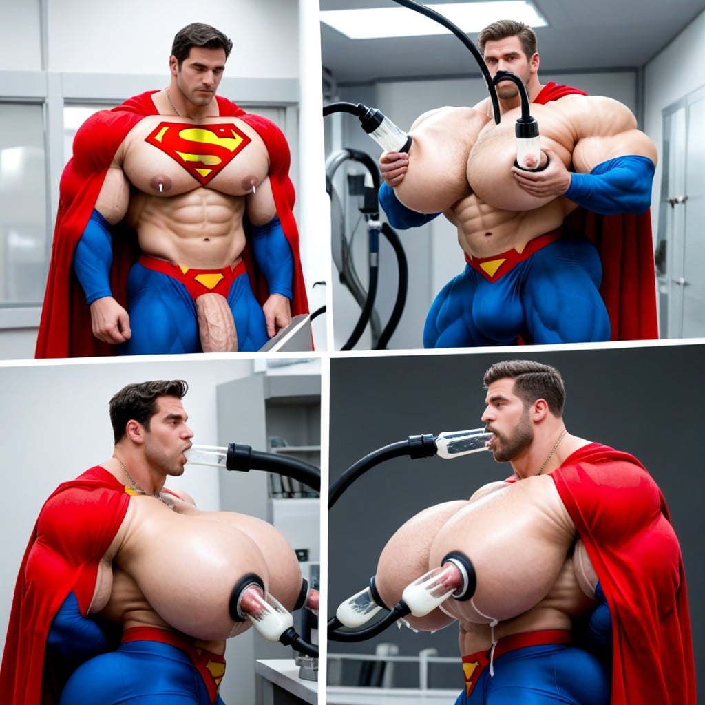 Cosplay, Man Hyper Squishing Superman's Boobs, Red Cape Porno IA Gay