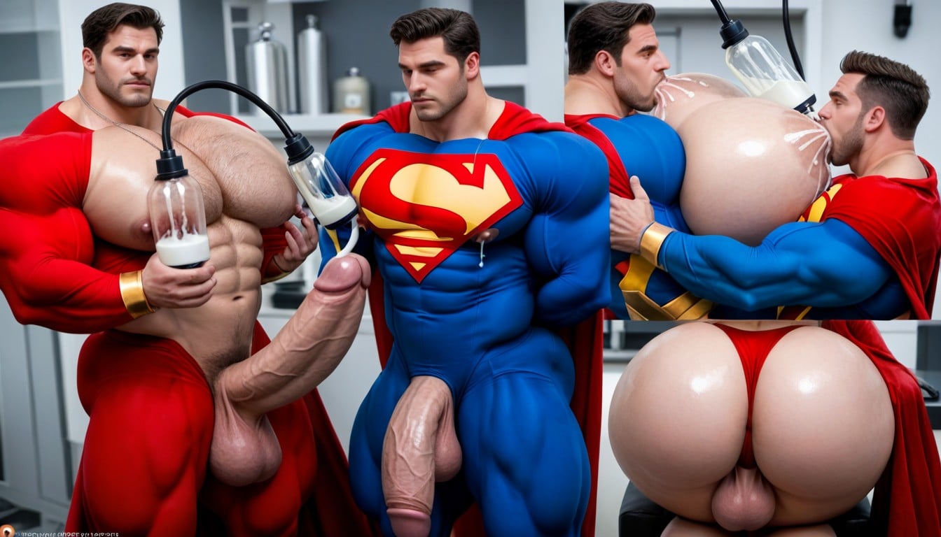 Superman's Arms Tied Behind Back, Man Hyper Squishing Superman's Boobs, Superman Angry Expression AI同性戀黃片