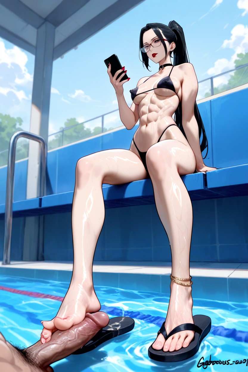 Scrolling On Phone, Globular Breast Implants, Rubbing Toes On Frenulum AI Porn