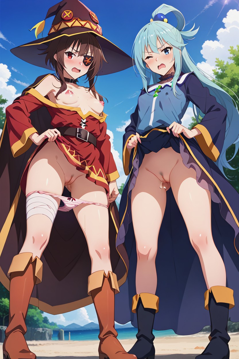 Pussy Exposed, Breast Exposed, Two Women Hentai AI Porn