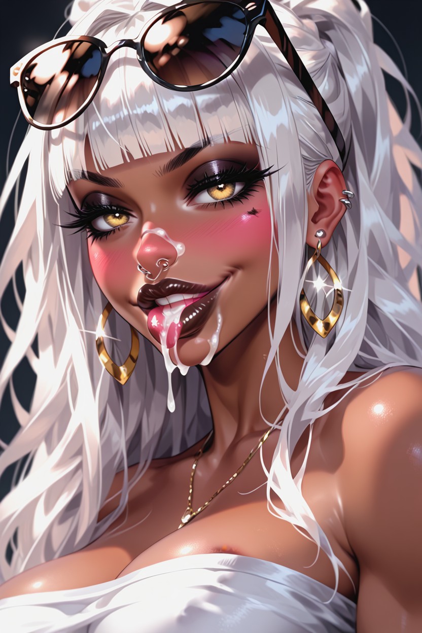 Long Face, Brown Lipstick, Dark Skin Hentai AI Porn