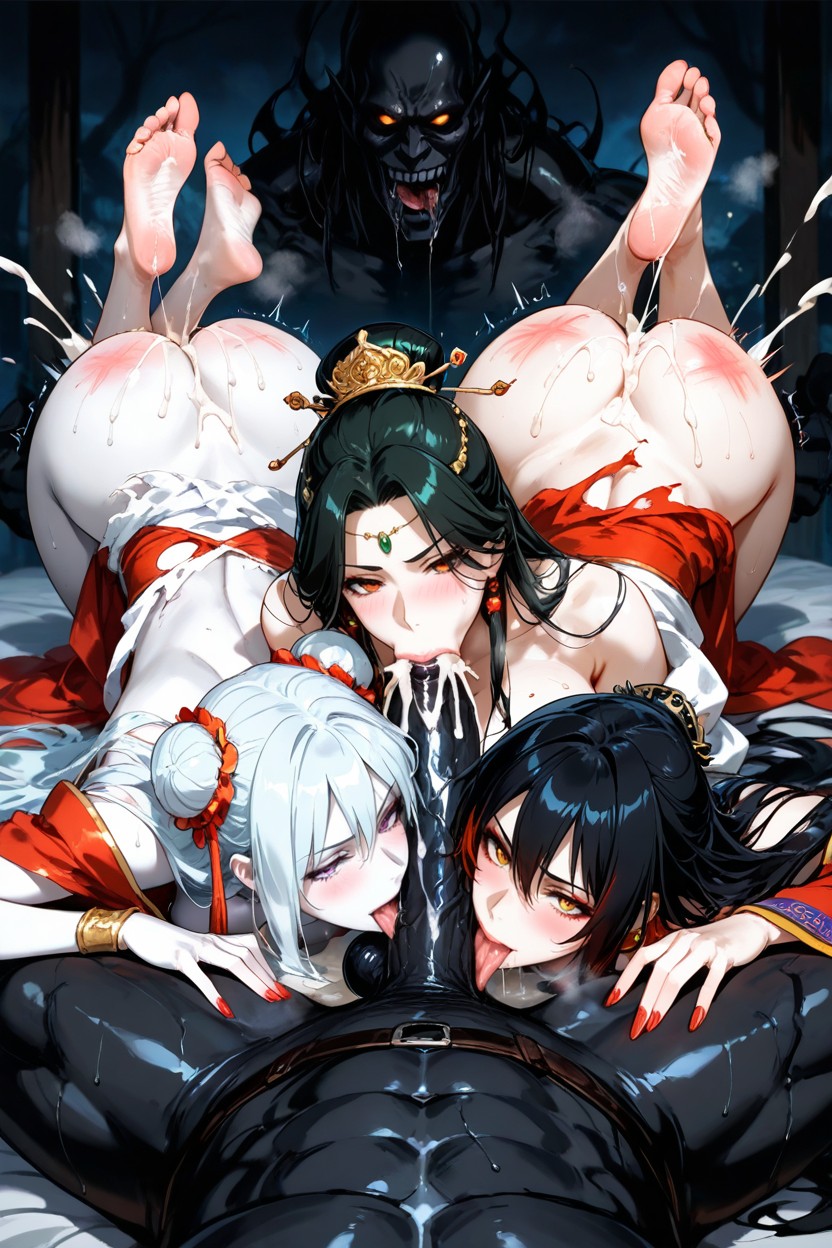 Head Thrown Back, Fat Ugly Black Monsters, Monster Cock Worship Hentai AI Porn