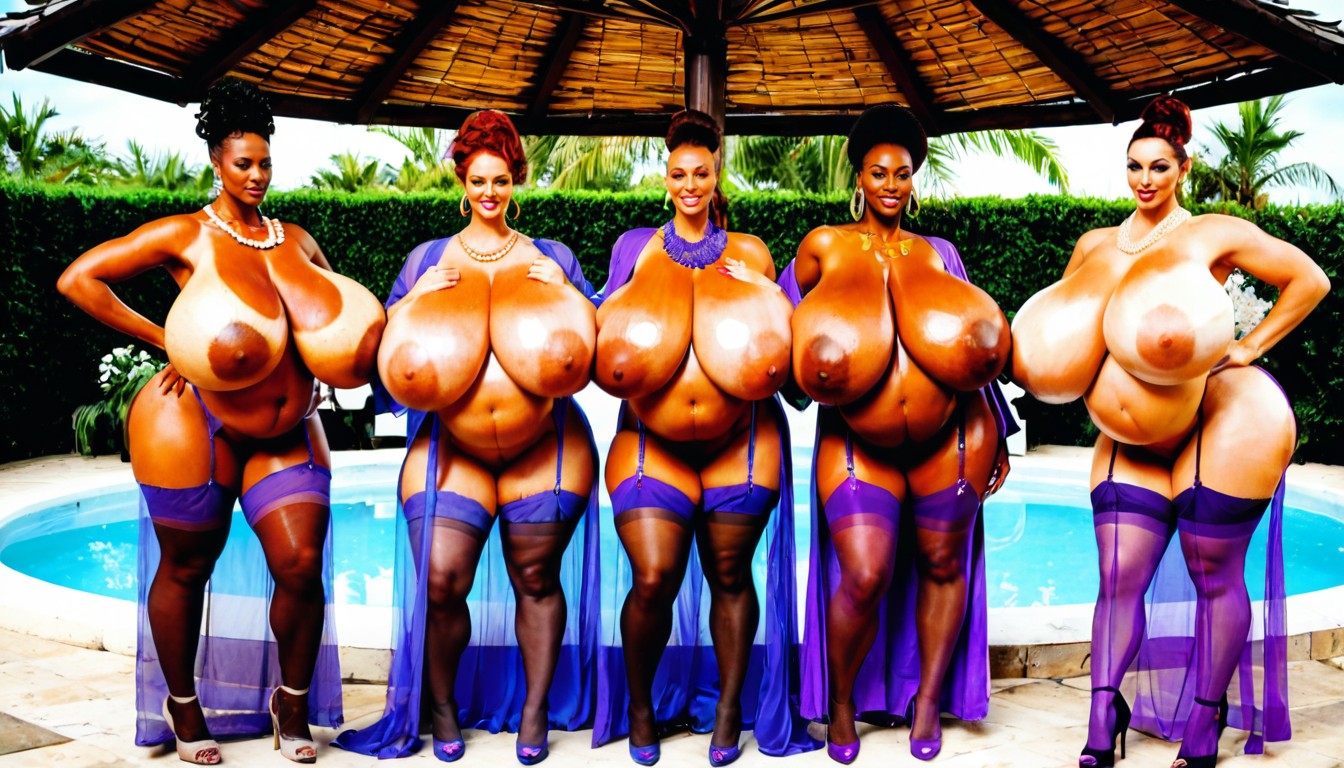 Giant Breasts, Harem, Purple Stilettos AI Porn