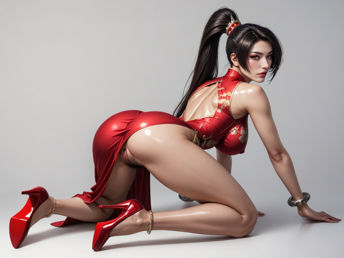 Futuristic Metallic Covered Heels, Masterwork, Korean AI Porn