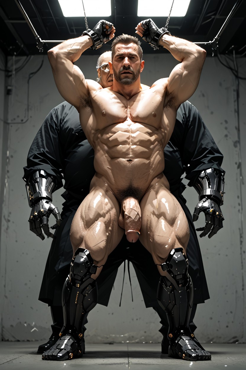 Standing, Hunk, Black Robotic Legs Connected At Knee AI同性戀黃片