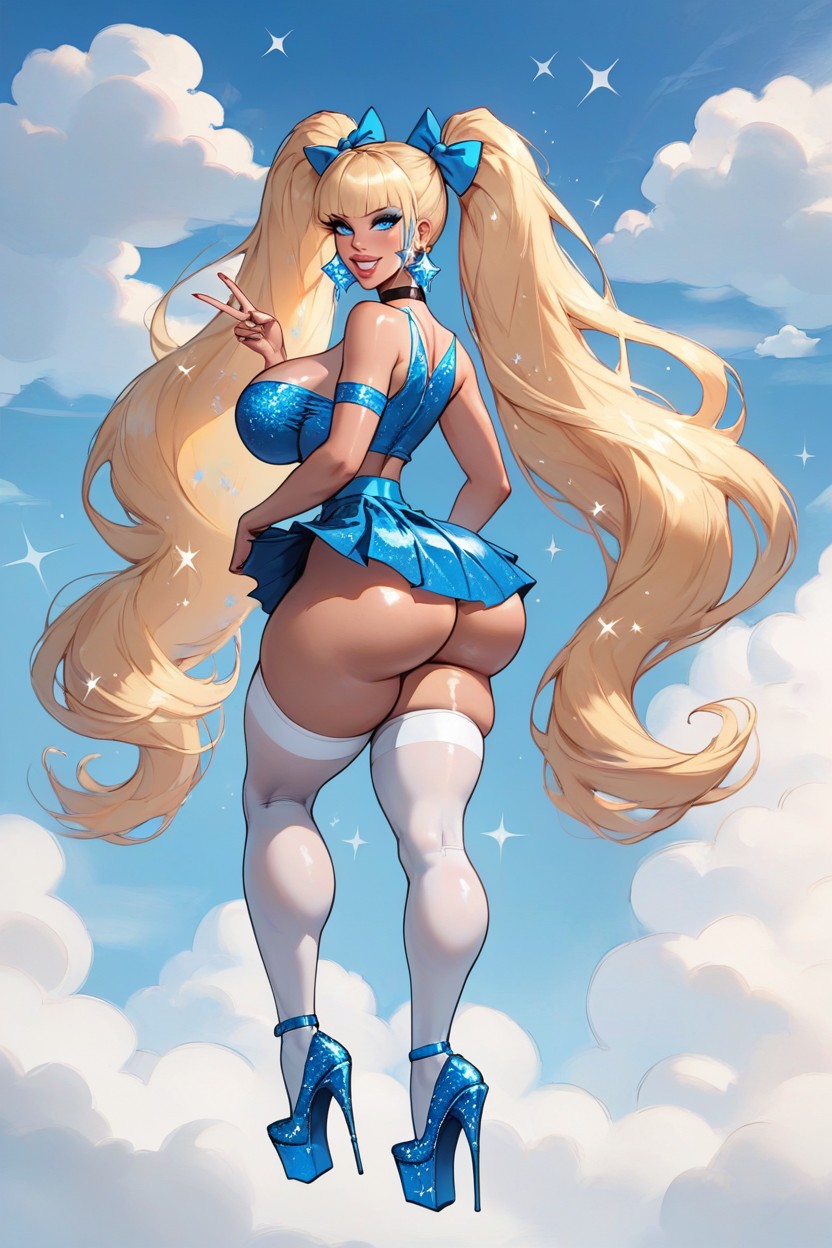 Black Choker, Open Sky Background, Powerpuff Grls Bimbo AI Porn
