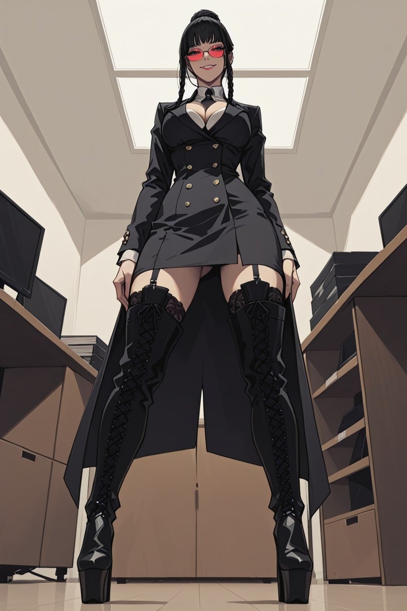 Standing, Black Hair, Legs Spread AI Porn