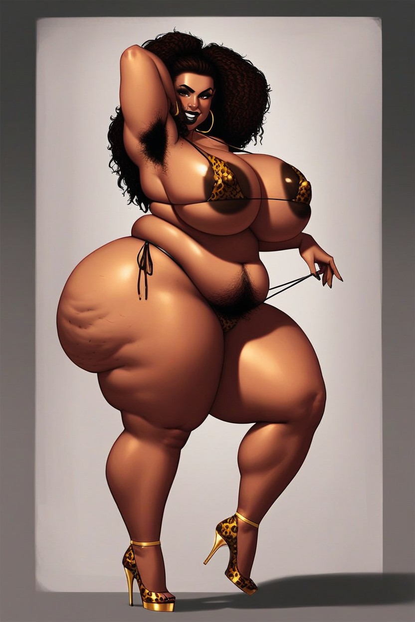 Side View, Hard Shadow, Unreal Size Areolas BBW AI Porn