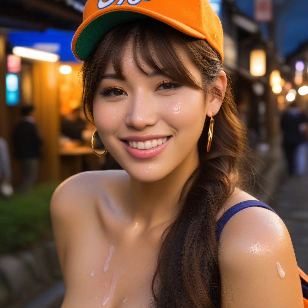 Clean Lineart, Eyes Framed By Long Lashes, Purple Baseball Hat With A D Logo AI Porn
