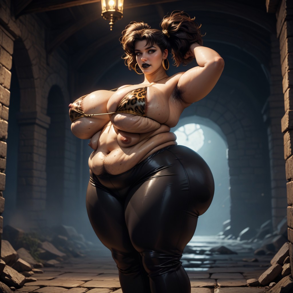 Defined Shadows, Nipples Visible, Hyper Dark And Black Areolas BBW AI Porn