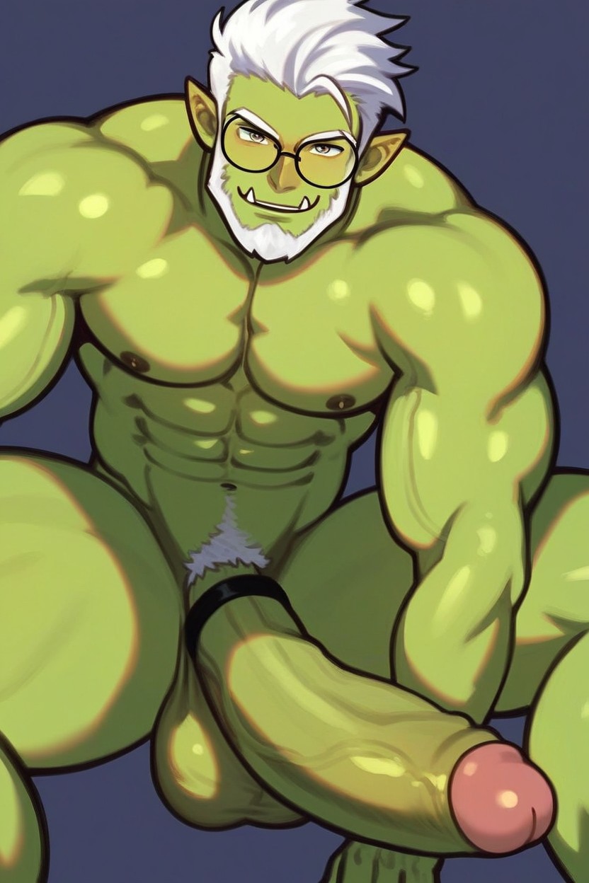 Hair, White Hair, Massive Penis ゲイAIポルノ