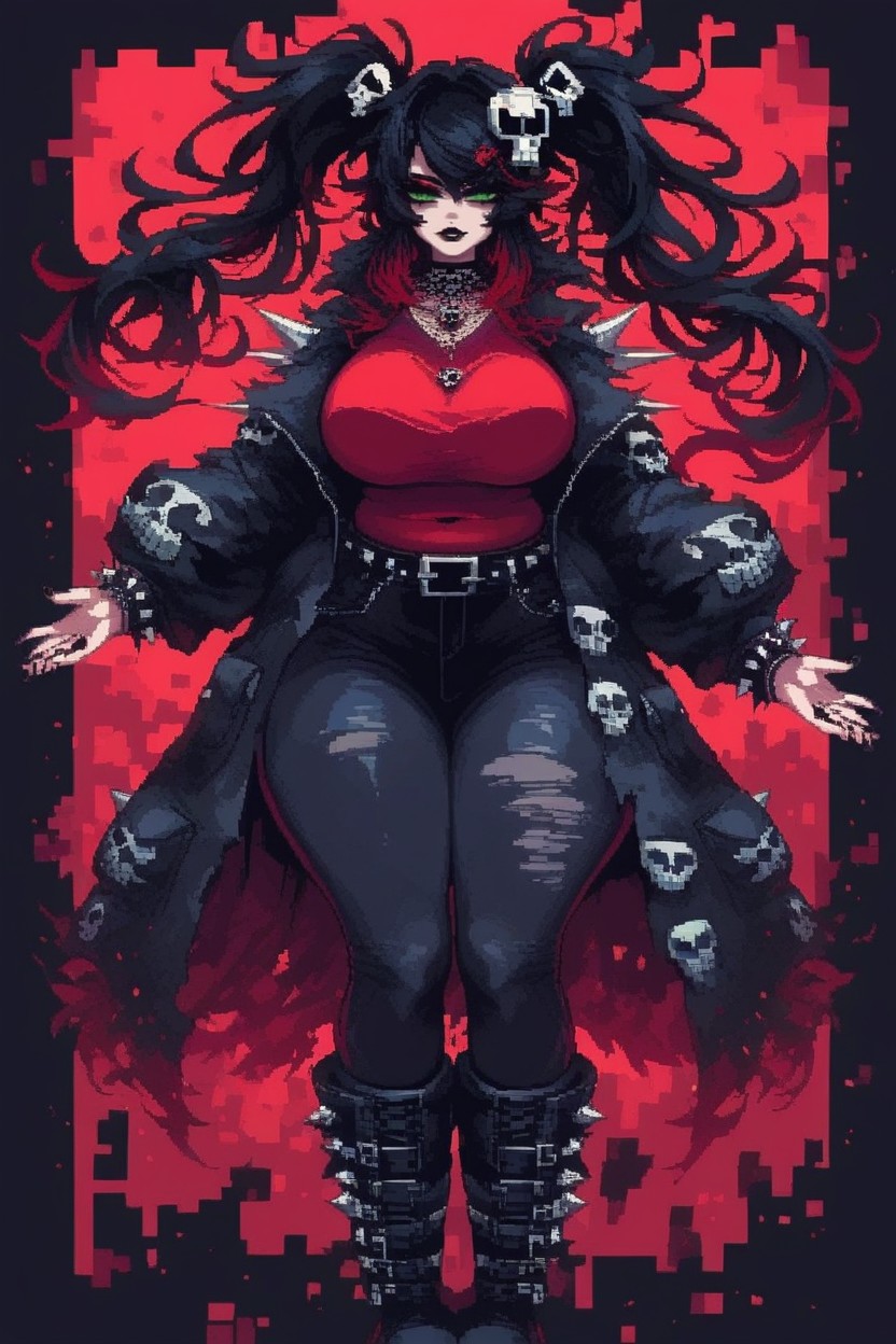 Gothic, Dark Red Top, Minecraft Character AI Porn