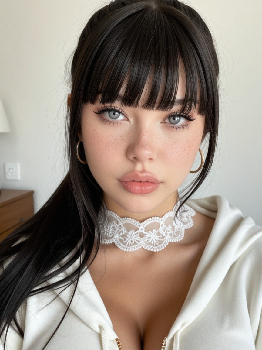 White Hoodie, Massive Lips, Ghost White Skin AI Porn
