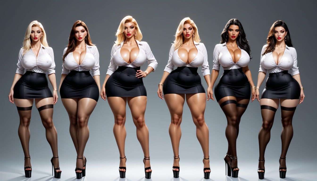 Form Fitting Clothes, Visible Toes, Massive Cleavage AI Porn