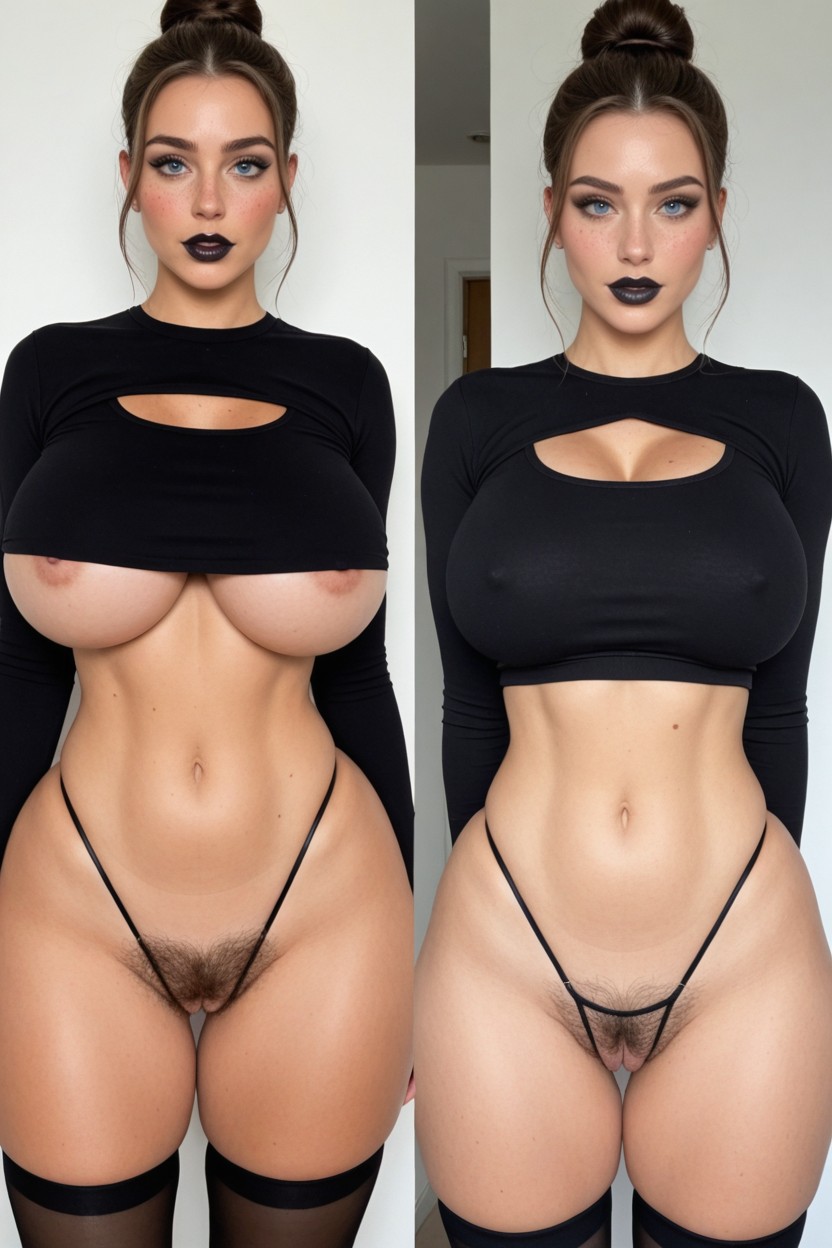Thong, Massive Breasts, Black Eyeliner AI Porn