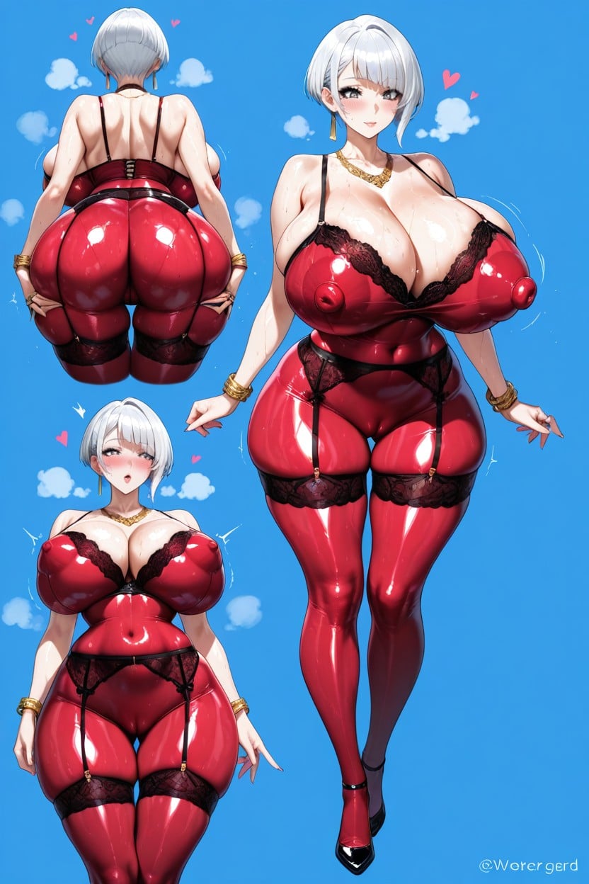 Black Eyeliner, Wide Eyes, Transparent Bodystocking AI Porn