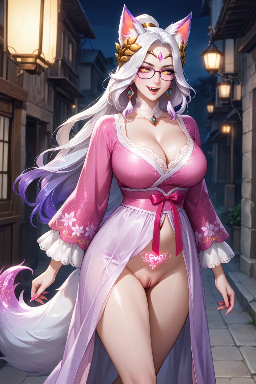 Tail, Glowing Pubic Tattoo, Glitter Pink Nails ヘンタイAIポルノ