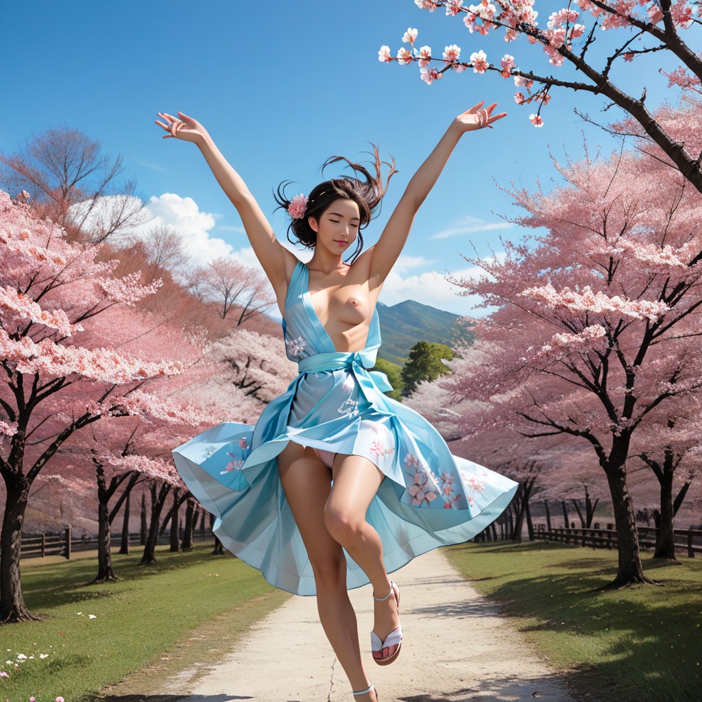 Try To Catch The Blossom, Wide View, Delgada Hentai IA