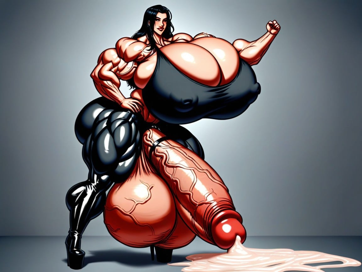 Hyper Massive Testicles, Hyper Thick Cock, Tall Shemale AI Porn