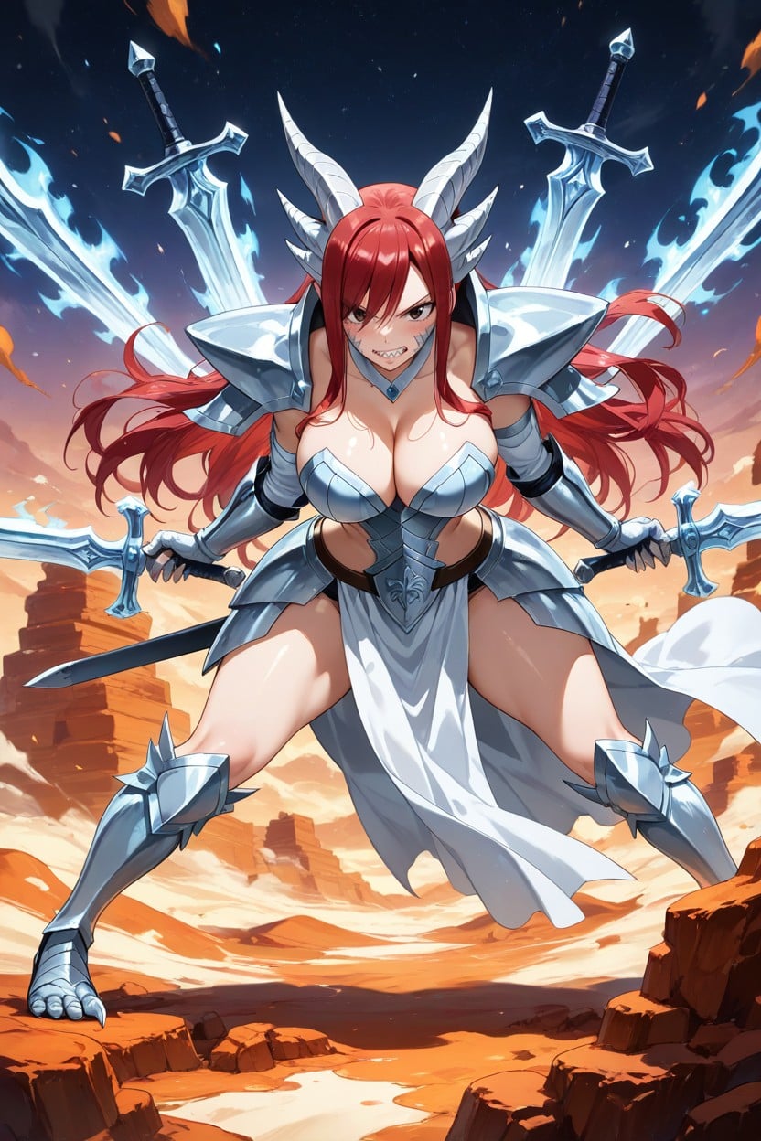 Shoulders Squared, 25+, Multiple Floating Swords Surrounding Her Hentai AI Porn