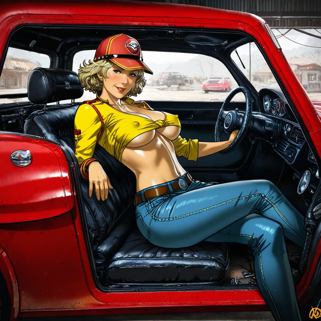 Vista Lateral, No Bra, Natural Medium Breast Porno IA