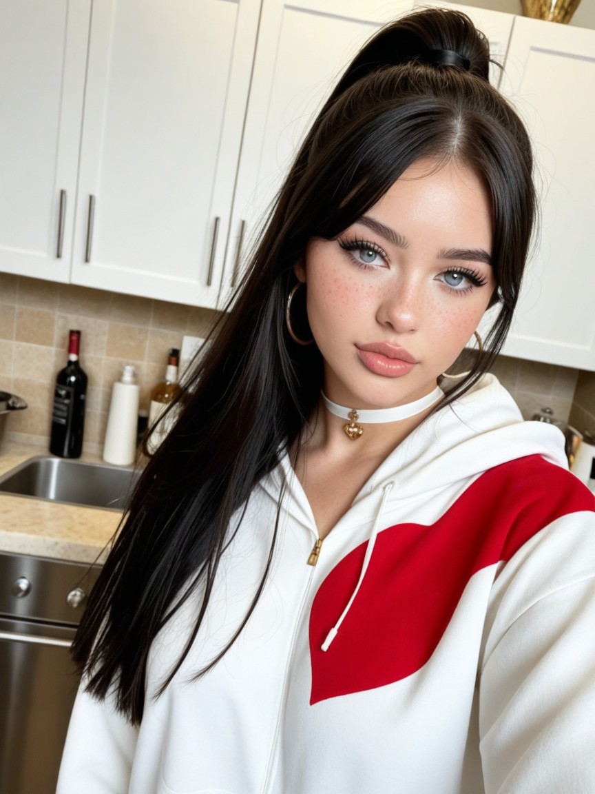 Confident Calm Expression, Premium Influencer Aesthetic, Pale Smooth Skin AI Porn