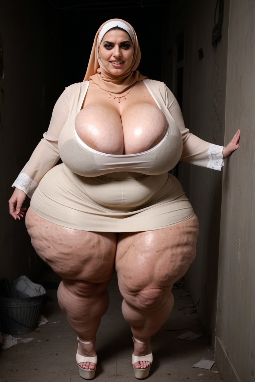 Cellulite Gigantic Breasts, Ultra High Definition, Beige Translucent Pencil Skirt Porno IA