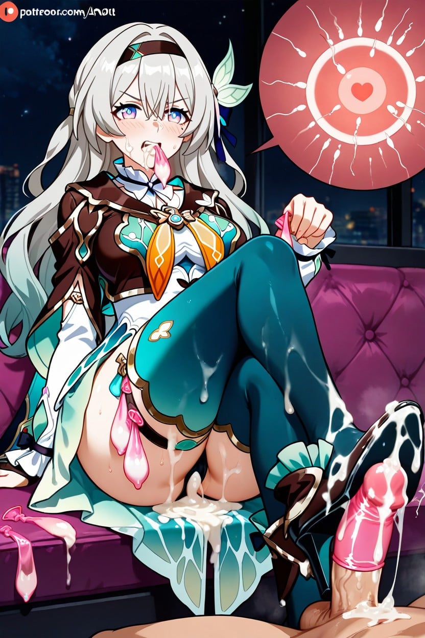 Used Condom Thigh Ring, Cum On Hair, Sperm Covered Feet Hentai AI Porn