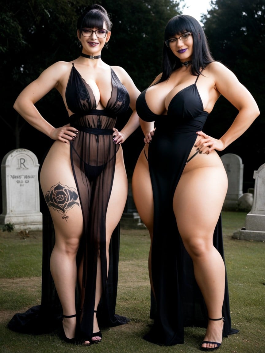 2 People, Graveyard, Massive Breast AI Porn
