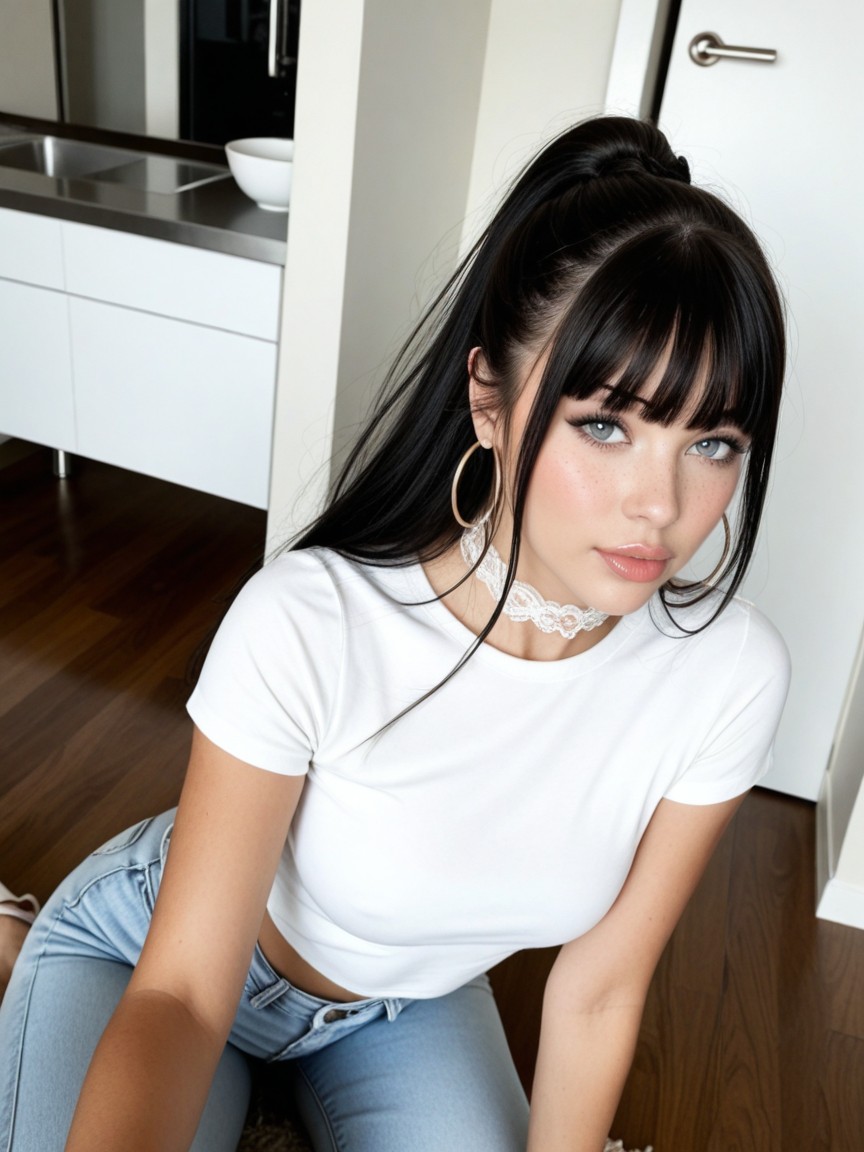 Hourglass, Sitting Down, Round Soft Cheeks AI Porn