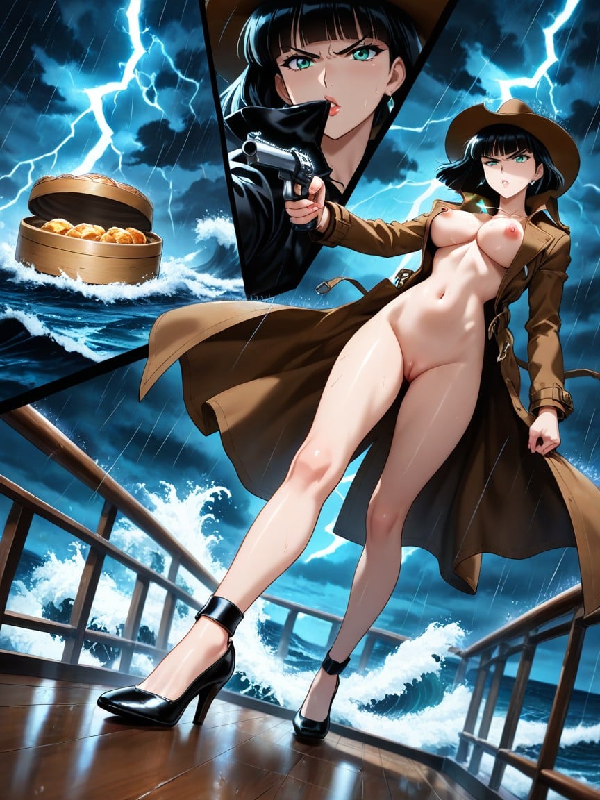 Pussy Visible, Cleavage, Huge Gem Necklace Hentai AI Porn