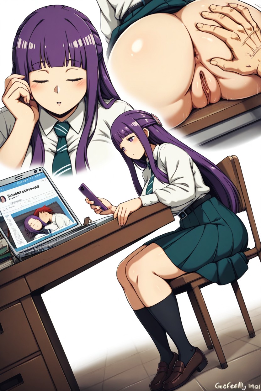 Pussy Visible, Dutch Angle Shot, Backpack On Floor Hentai AI Porn