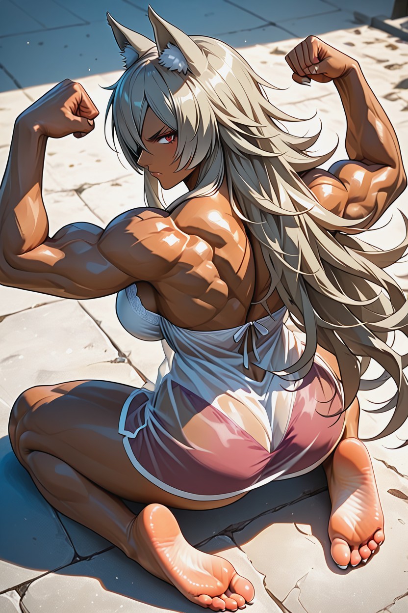 Super Long White Sharp Toenails, Kneeling, Sharpened Toenails Hentai AI Porn