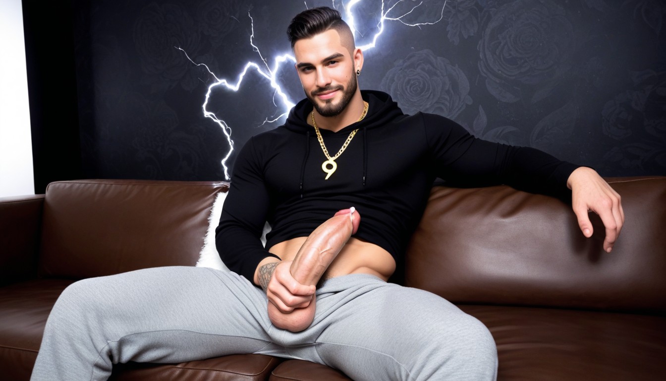 Exposing Erect Penis, Black Hair, Shaved Head Porno IA Gay