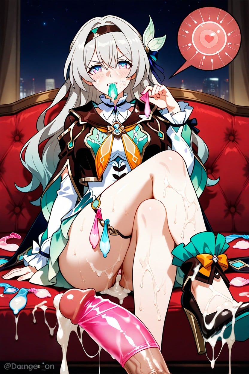 Style Anime, Cum On Body, Used Condom Thigh Ring Hentai IA
