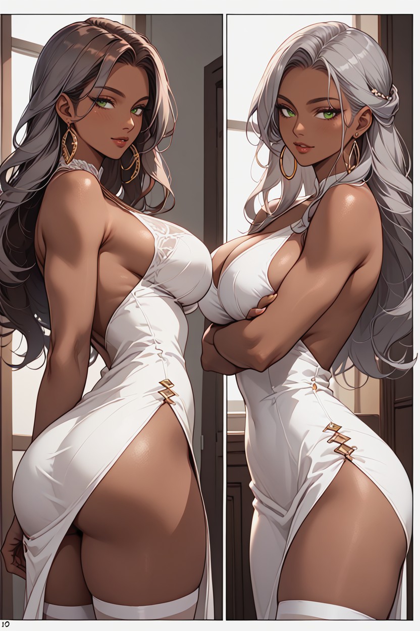 Comic Border, Dark Brown Skin Woman, 20+ Hentai IA