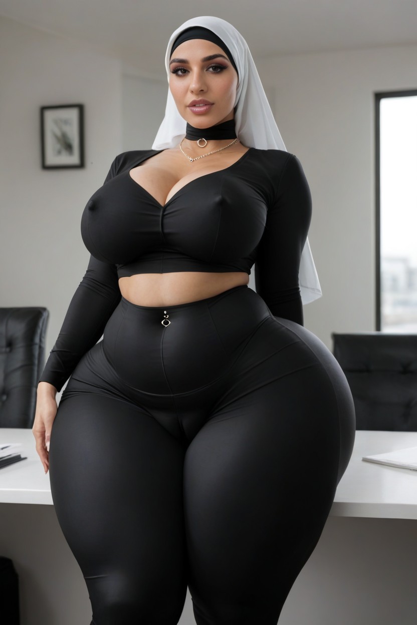 Completely Black Outfit, Waist, Hips Wider Than Shoulders Massive Hips Porno IA