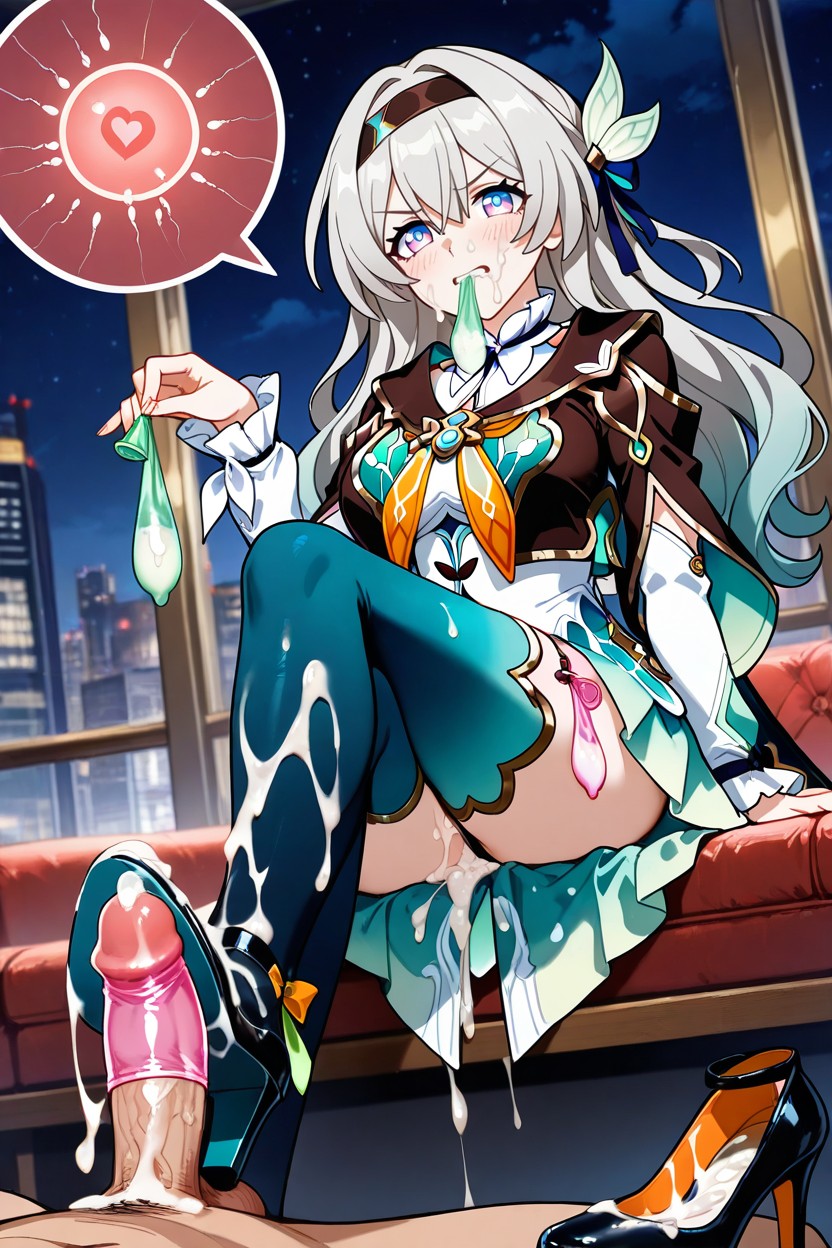 Cum On Legs, Used Condom, Sperm Covered Feet Hentai AI Porn