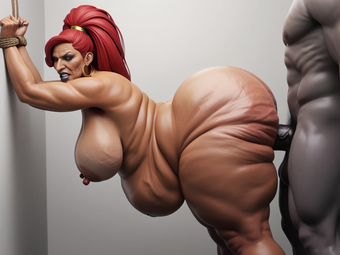 A Giant Cock Is Powerfully Thrusted Into Her Hairy Ass And Puffy Anus, Colossal Ass, Anal AI Porn
